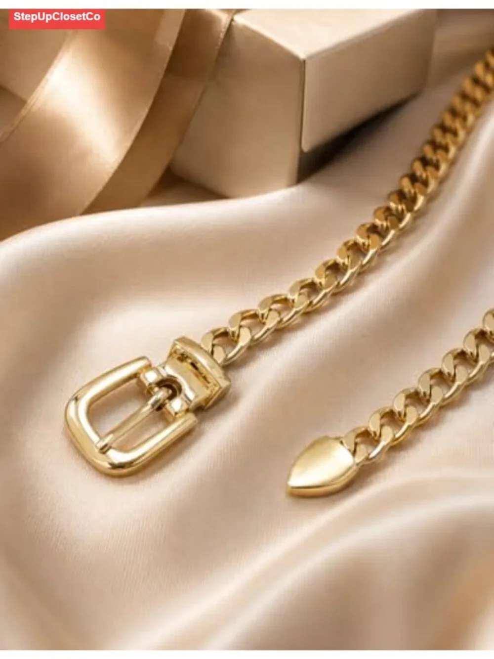 Chunky Gold Chain Belt for Women Metal Link Waist Belt Dresses Jeans